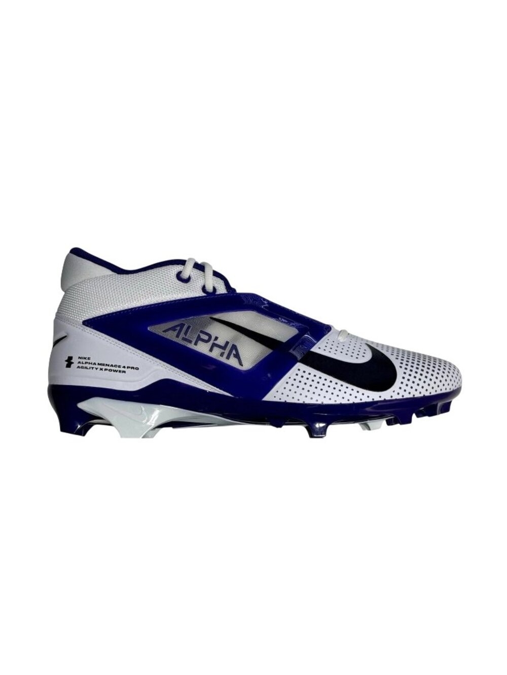 Nike Alpha Menace 4 Pro Sz 12.5 Men Football Cleats White Purple IB2507-102 NEW
